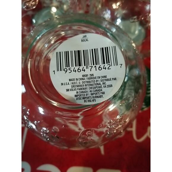 Christmas Round Embossed Tree Candy Cane Glass Jars Set of 3 - Picture 4 of 4